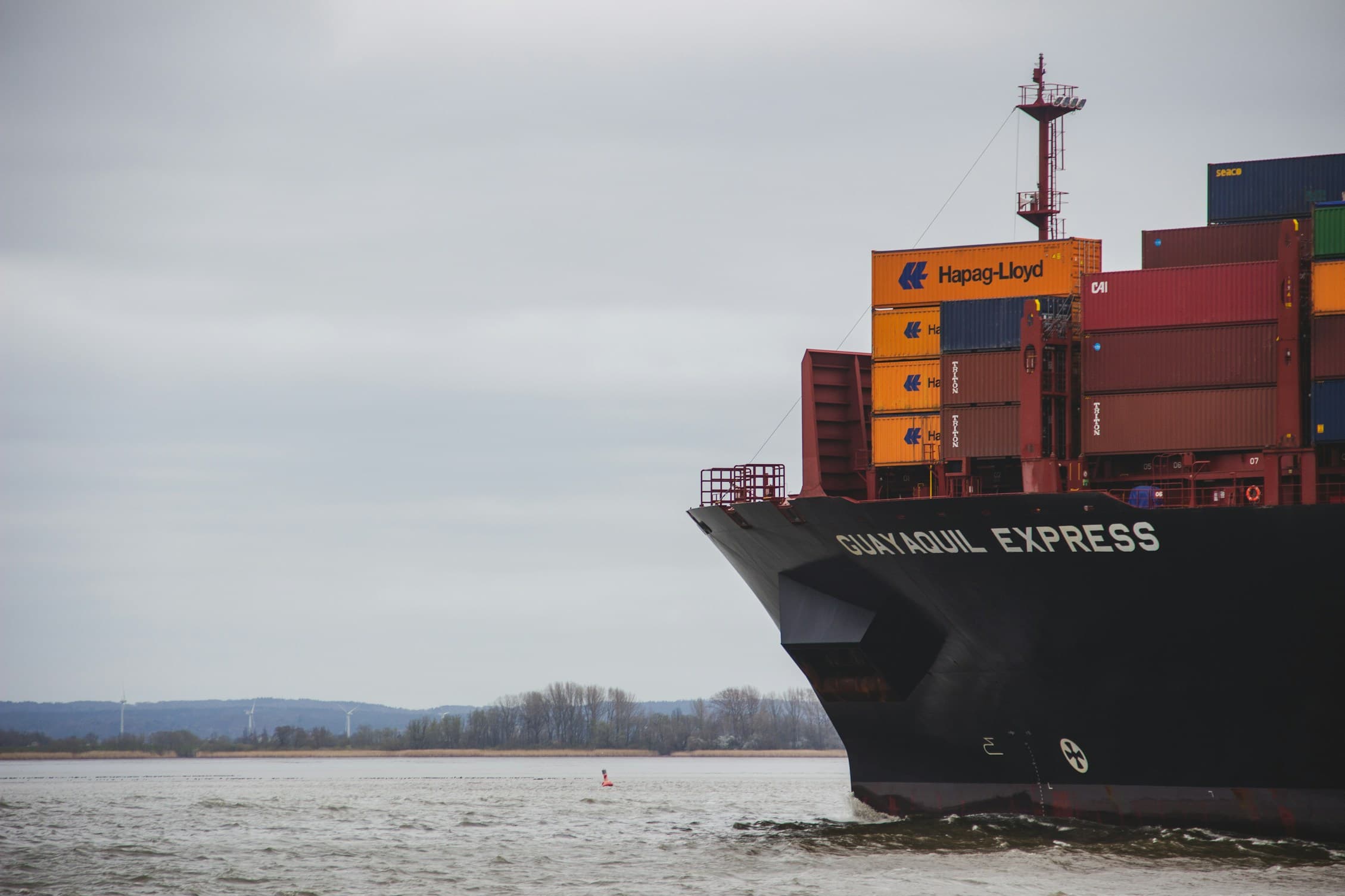 Cargo ship sailing on the ocean